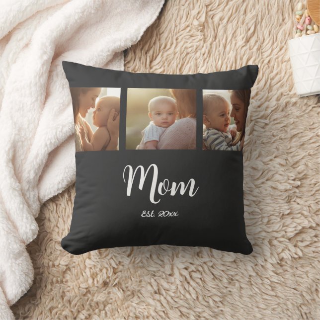 Coussin Maman a établi un script moderne noir 3 Photo (Couverture)