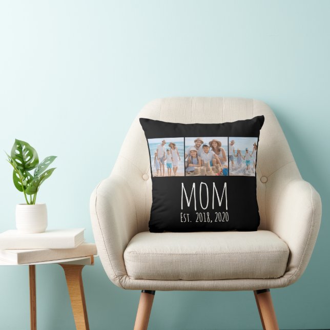 Coussin Maman a établi un script moderne noir 3 Photo (Chaise)