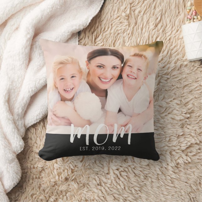Coussin Maman a établi un script moderne noir photo (Couverture)