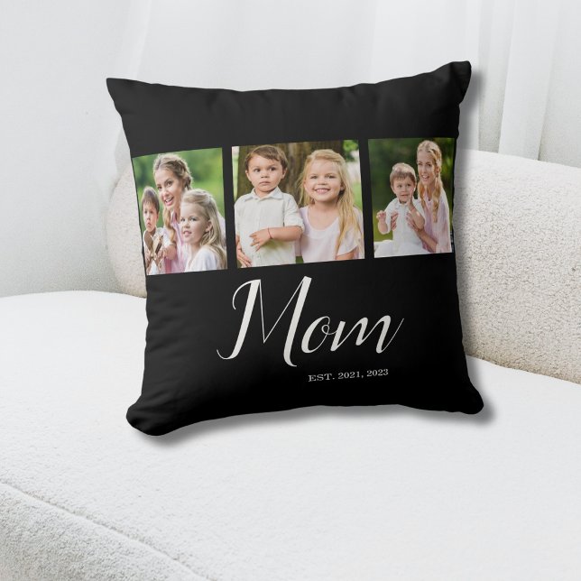 Coussin Maman a établi un script noir 3 Photo  (Créateur téléchargé)