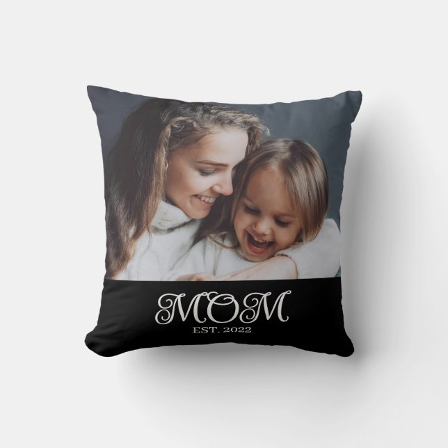 Coussin Maman a établi une photo de script moderne blanc (Recto)