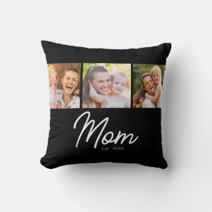 Coussin Maman a fondé 3 écriture photo noir