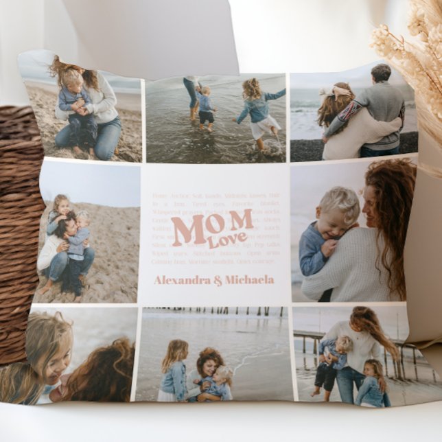 Coussin Maman Amour Neutre Photo Collage (Créateur téléchargé)