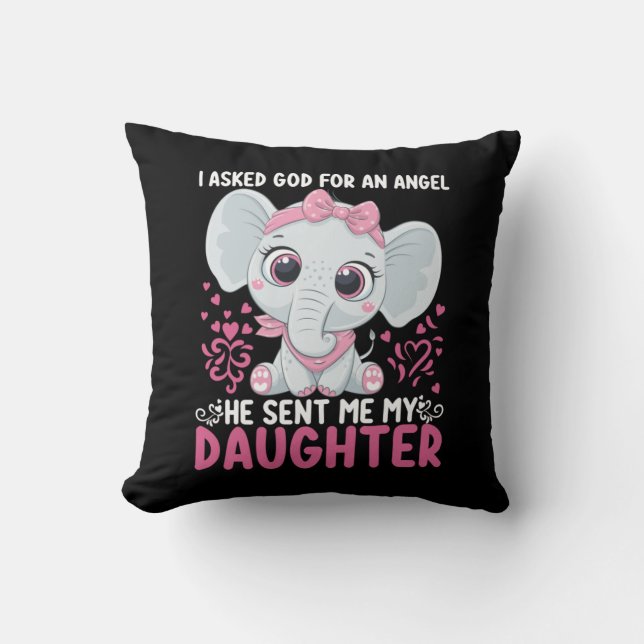 Coussin Maman Art Il M'A Envoyé Elephant Fille (Recto)