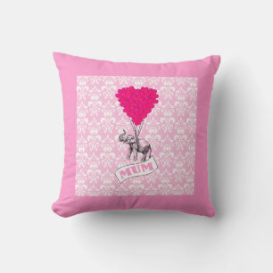 Coussin Maman avec un éléphant rose