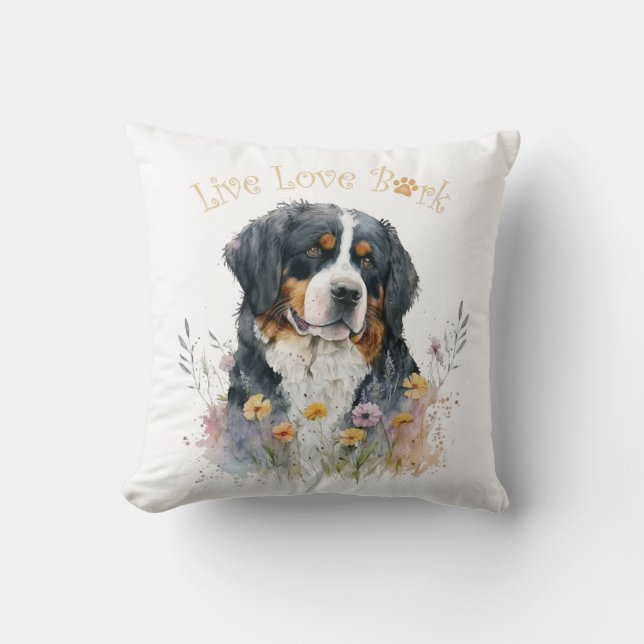 Coussin Maman Bouviers Bernois Floral (Recto)