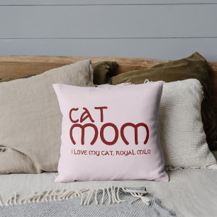 Coussin Maman Chat Amis Animaux Compagnes de Script Rouge 