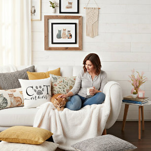 Coussin Maman chat empreinte de patte