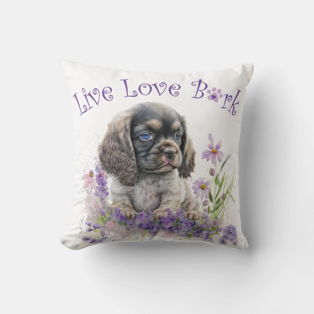 Coussin Maman Chien Cocker Spaniel Floral (Recto)