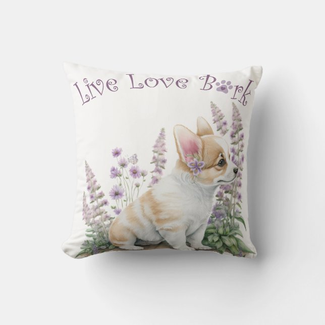 Coussin Maman Chien Corgi Floral (Recto)