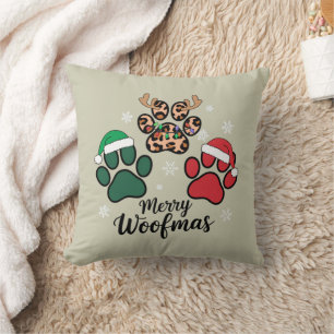 Coussin Maman Chien Noël Joyeux Woofmas Amoureux des Chien