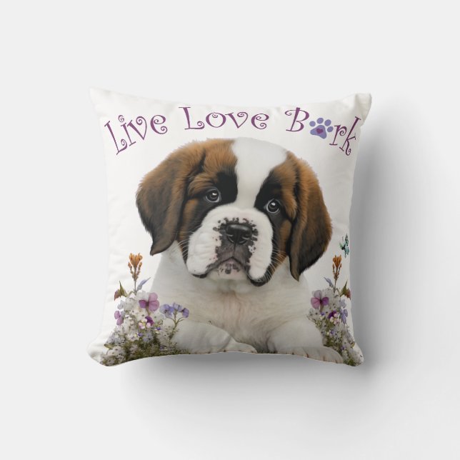 Coussin Maman chien St-Bernard Floral (Recto)