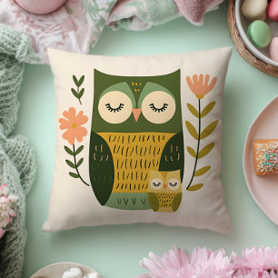 Coussin Maman chouette fantaisiste & Cartoon de la nurseri