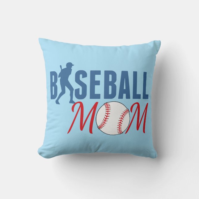 Coussin Maman de baseball bleu (Recto)