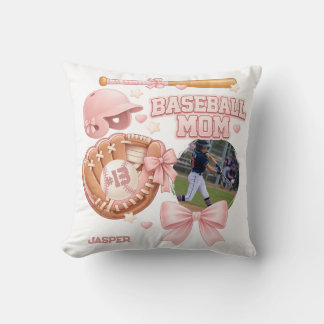 Coussin Maman de baseball Photo Rose Coquette Sports