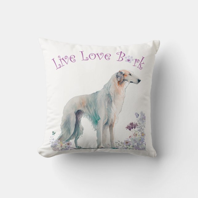 Coussin Maman de Borzoi Floral (Recto)