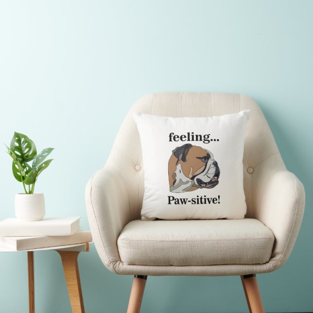 Coussin Maman de Bulldog Anglais Se Sentant Positive (Chaise)