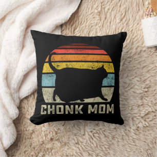 Coussin Maman de chat Chonk Échelle Mème Drôle Style Rétro