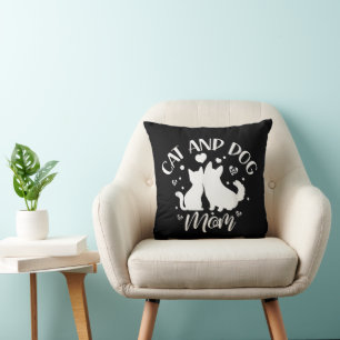 Coussin Maman de chat et de chien Fille amoureuse Chiens C