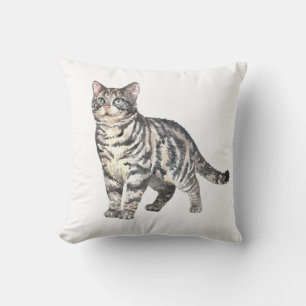 Coussin Maman de Chat Mignon Chaton Gris Argenté Tabby Cha
