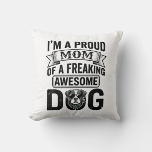 Coussin Maman de chien fière dessin vectoriel de gravure v