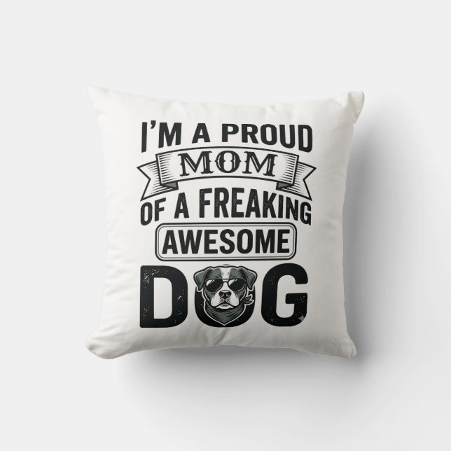 Coussin Maman de chien fière dessin vectoriel de gravure v (Recto)
