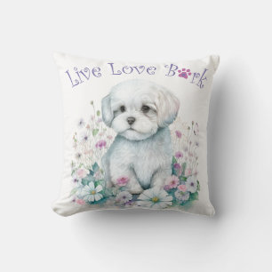 Coussin Maman de chien maltais Floral