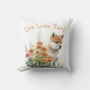 Coussin Maman de chien Shiba Inu Floral