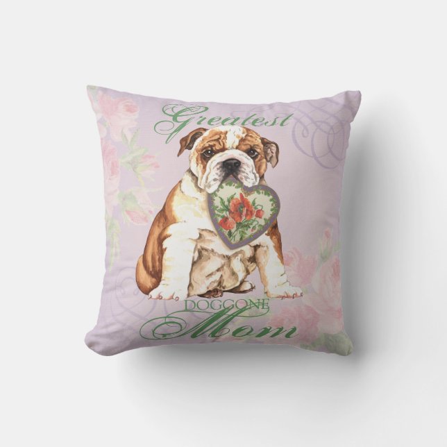 Coussin Maman de coeur de bouledogue (Recto)
