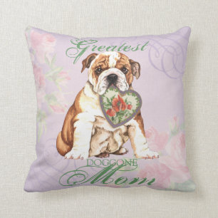 Coussin Maman de coeur de bouledogue