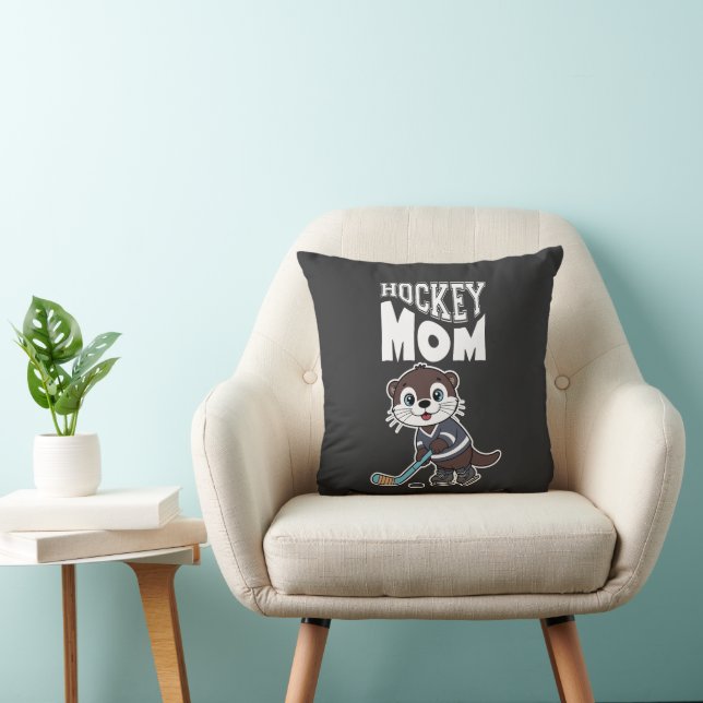 Coussin Maman de hockey Loutre Mignonne - Graphisme d'anim (Chaise)