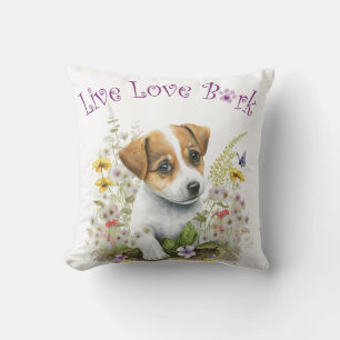 Coussin Maman de Jack Russell Fleurie