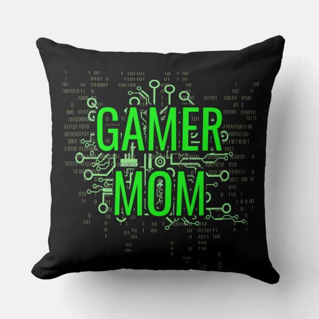 Coussin MAMAN de joueur Cyber Numérique Vert (Recto)