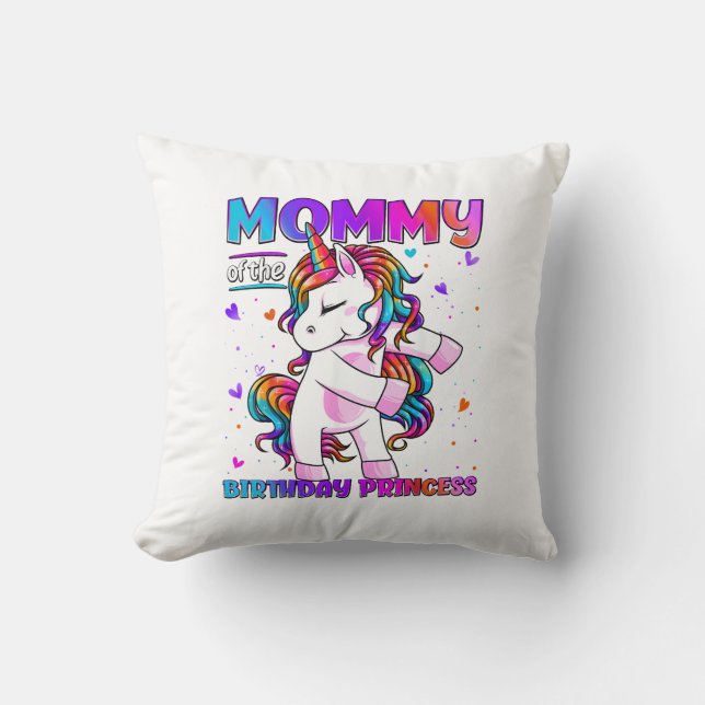 Coussin Maman de la princesse d'anniversaire fille qui se  (Recto)