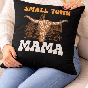 Coussin Maman de petite ville Fête des mères western uni