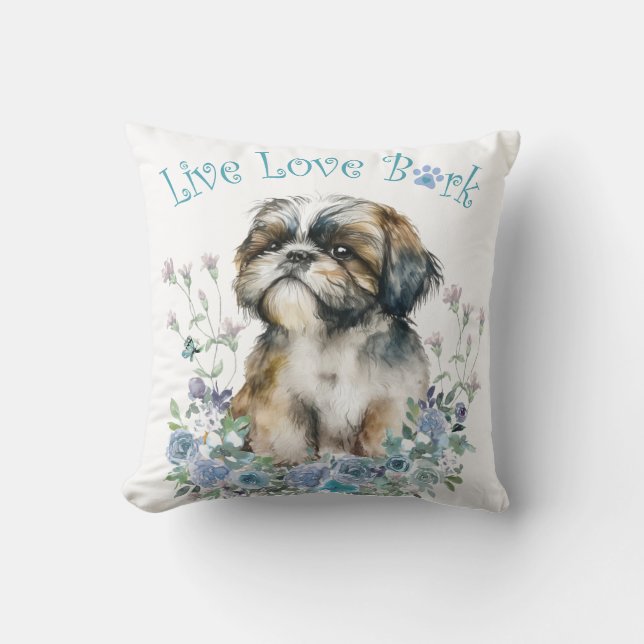 Coussin Maman de Shih Tzu Floral (Recto)