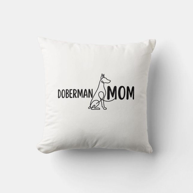 Coussin Maman Doberman | Maman de Chien | Cadeau d'Anniver (Recto)