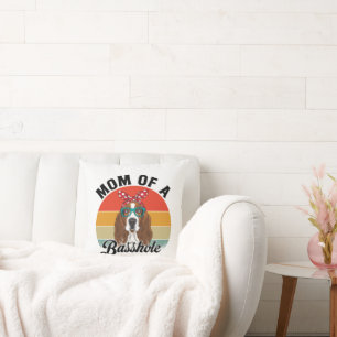 Coussin Maman d'un Basshole Funny Basset Hound Chig Maman