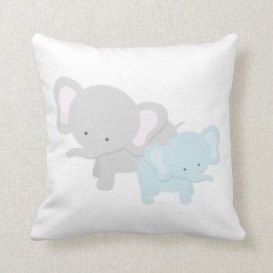 Coussin Maman Elephant et carreau {lt Blue Back} de bébé
