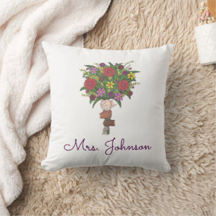 Coussin Maman Enseignant Bouquet de fleurs à petites mains