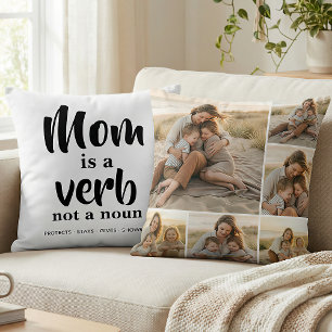 Coussin Maman est un verbe Six Photos Collage