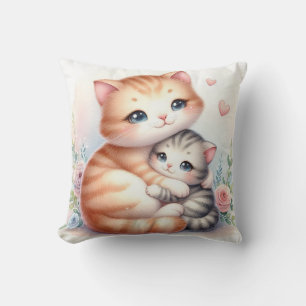 Coussin Maman et bébé chat