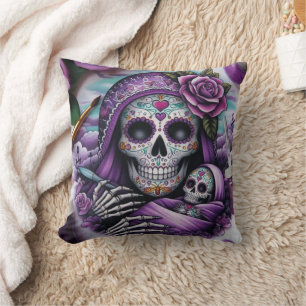 Coussin Maman et bébé crâne sucre