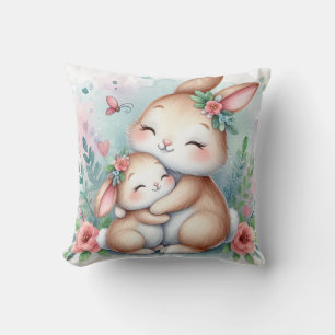 Coussin Maman et bébé lapin