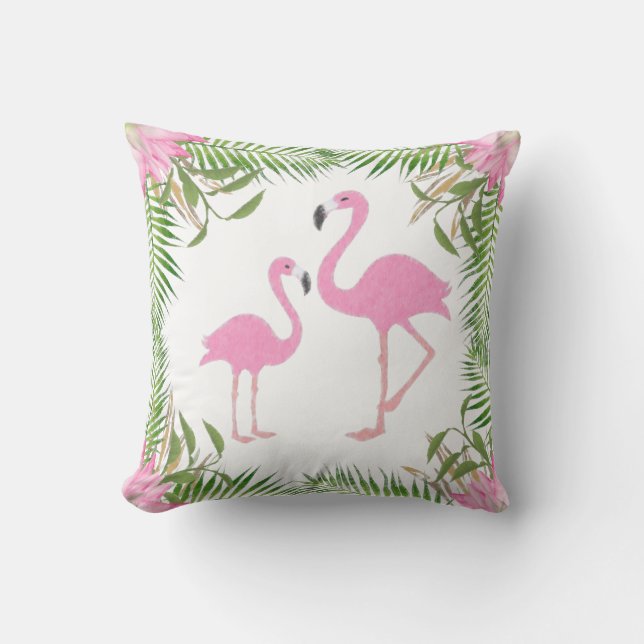 Coussin Maman et bébé roses de Flamant rose (Recto)