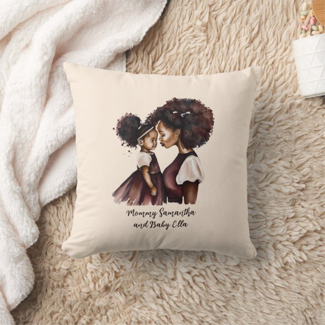 Coussin Maman et fille noire personnalisée (5) (Couverture)