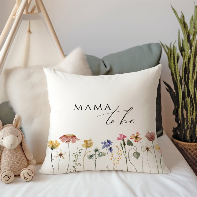 Coussin Maman future aux fleurs sauvages colorées (Créateur téléchargé)