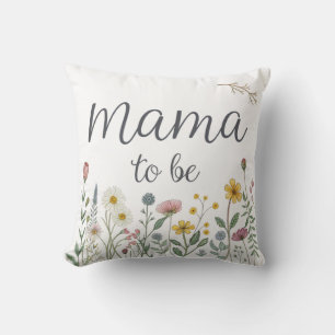 Coussin Maman future fleurie de fleurs sauvages colorées p