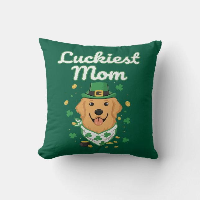 Coussin Maman Golden Retriever la plus chanceuse St. Patri (Recto)