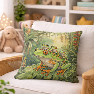 Coussin Maman Grenouille et Têtards Animaux de la Jungle M
